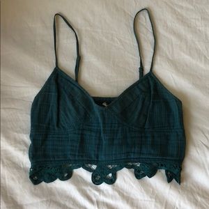 Free People Dark Teal Crop Tank